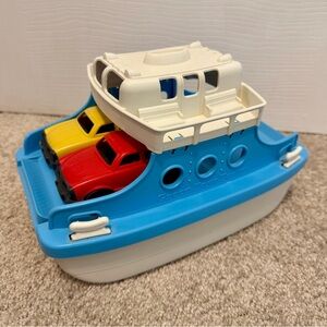 Green Toys Blue Ferry Boat with Red and Yellow Cars